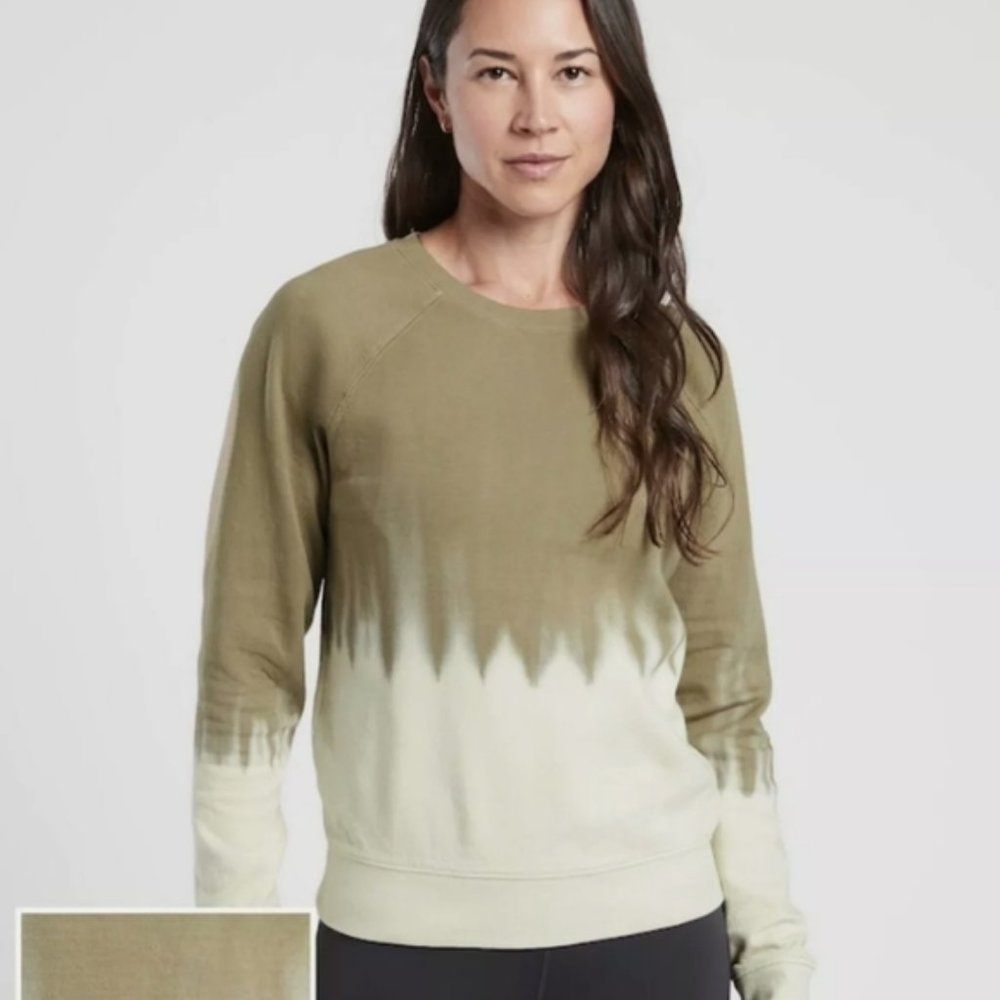 Athleta NWT Sundown Dip Dye Sweatshirt L Shadow Olive